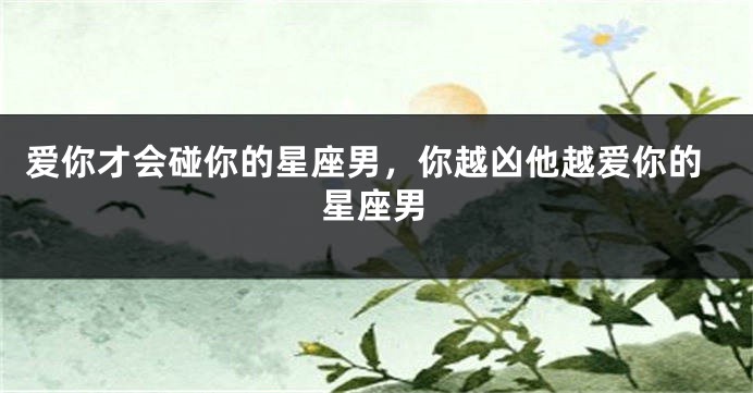 爱你才会碰你的星座男，你越凶他越爱你的星座男