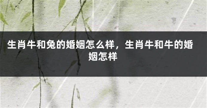 生肖牛和兔的婚姻怎么样，生肖牛和牛的婚姻怎样