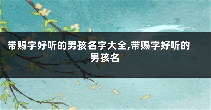 带赐字好听的男孩名字大全,带赐字好听的男孩名
