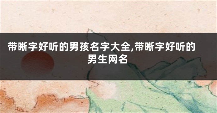 带晰字好听的男孩名字大全,带晰字好听的男生网名