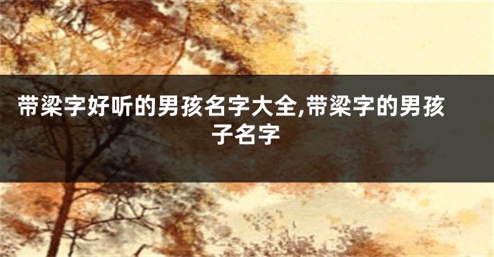 带梁字好听的男孩名字大全,带梁字的男孩子名字