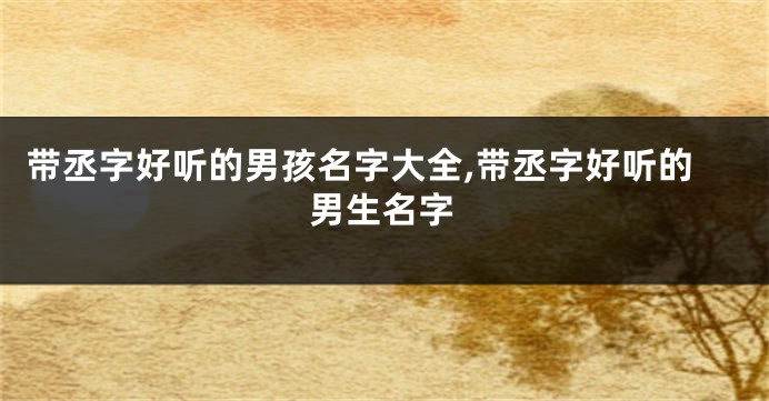 带丞字好听的男孩名字大全,带丞字好听的男生名字