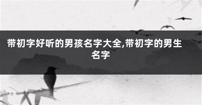 带初字好听的男孩名字大全,带初字的男生名字