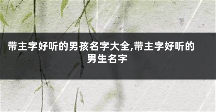 带主字好听的男孩名字大全,带主字好听的男生名字