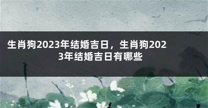 生肖狗2023年结婚吉日，生肖狗2023年结婚吉日有哪些