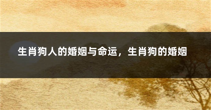 生肖狗人的婚姻与命运，生肖狗的婚姻