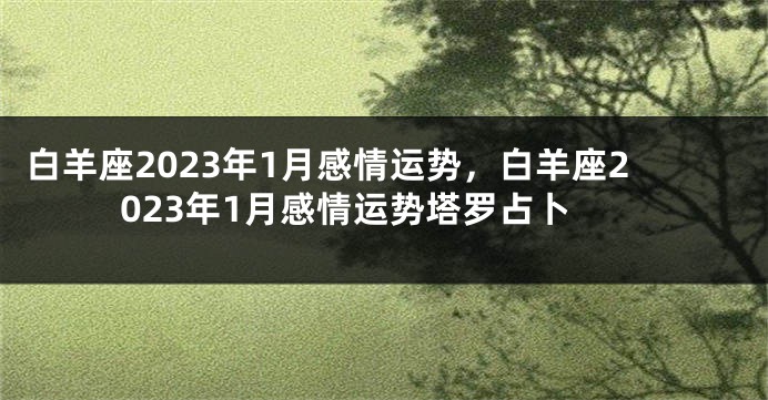 白羊座2023年1月感情运势，白羊座2023年1月感情运势塔罗占卜