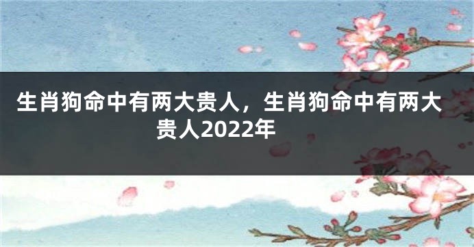 生肖狗命中有两大贵人，生肖狗命中有两大贵人2022年