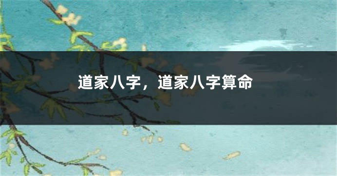 道家八字，道家八字算命