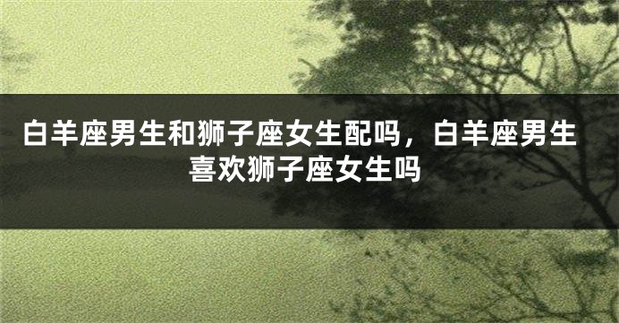 白羊座男生和狮子座女生配吗，白羊座男生喜欢狮子座女生吗
