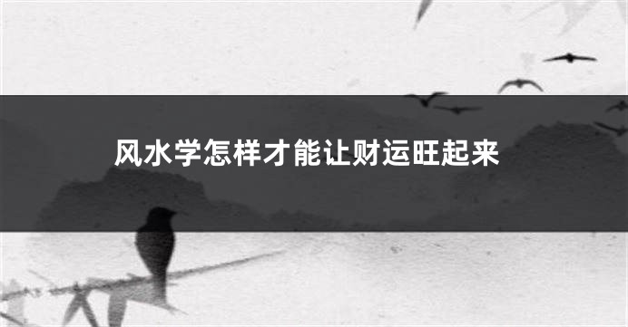 风水学怎样才能让财运旺起来