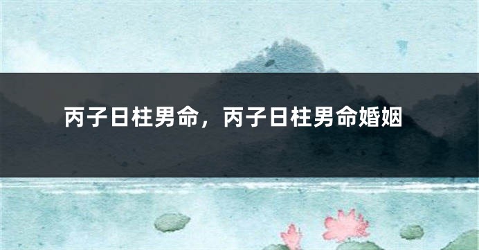 丙子日柱男命，丙子日柱男命婚姻