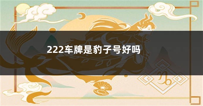 222车牌是豹子号好吗