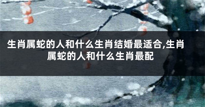 生肖属蛇的人和什么生肖结婚最适合,生肖属蛇的人和什么生肖最配
