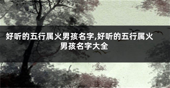 好听的五行属火男孩名字,好听的五行属火男孩名字大全