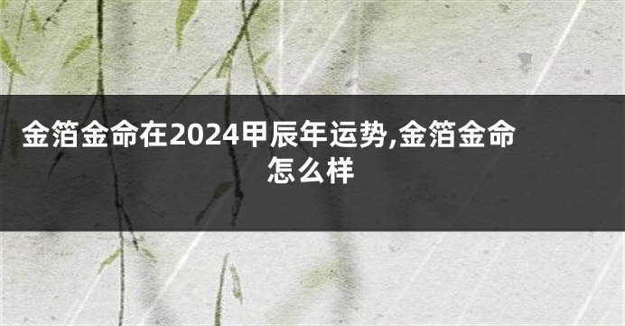 金箔金命在2024甲辰年运势,金箔金命怎么样