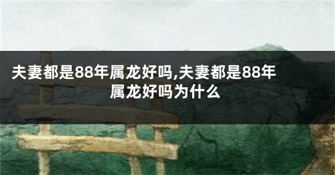 夫妻都是88年属龙好吗,夫妻都是88年属龙好吗为什么