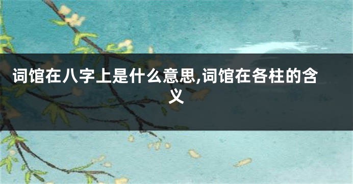 词馆在八字上是什么意思,词馆在各柱的含义