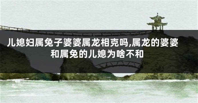 儿媳妇属兔子婆婆属龙相克吗,属龙的婆婆和属兔的儿媳为啥不和