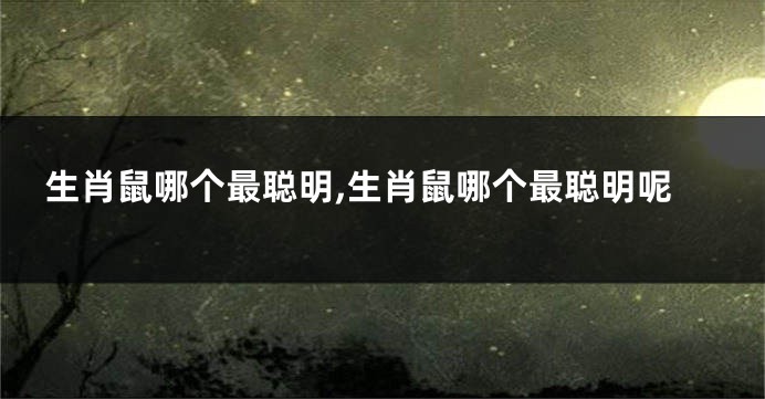 生肖鼠哪个最聪明,生肖鼠哪个最聪明呢