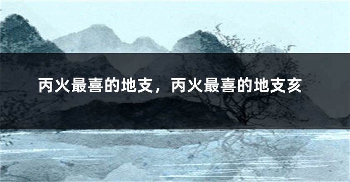 丙火最喜的地支，丙火最喜的地支亥