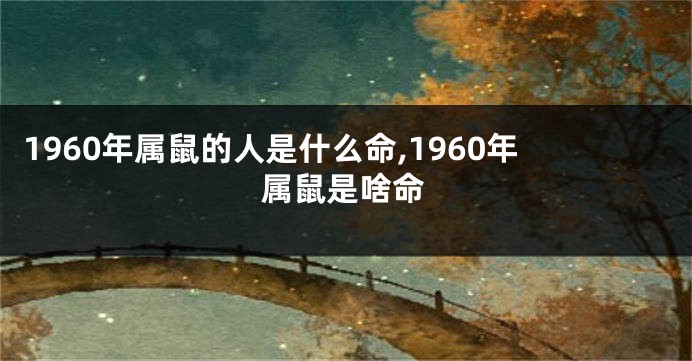1960年属鼠的人是什么命,1960年属鼠是啥命