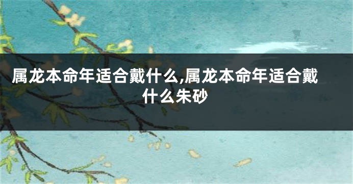 属龙本命年适合戴什么,属龙本命年适合戴什么朱砂