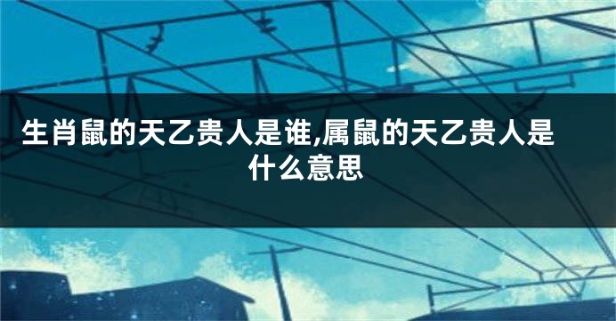 生肖鼠的天乙贵人是谁,属鼠的天乙贵人是什么意思