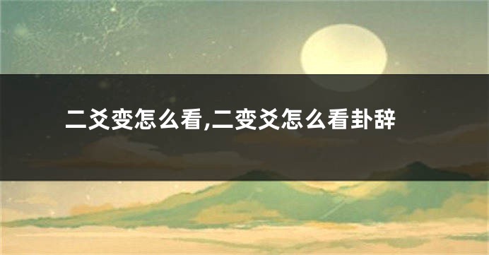 二爻变怎么看,二变爻怎么看卦辞