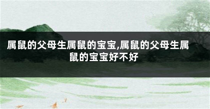 属鼠的父母生属鼠的宝宝,属鼠的父母生属鼠的宝宝好不好
