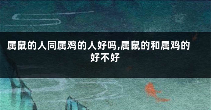 属鼠的人同属鸡的人好吗,属鼠的和属鸡的好不好