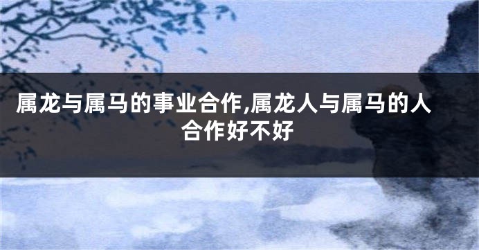 属龙与属马的事业合作,属龙人与属马的人合作好不好