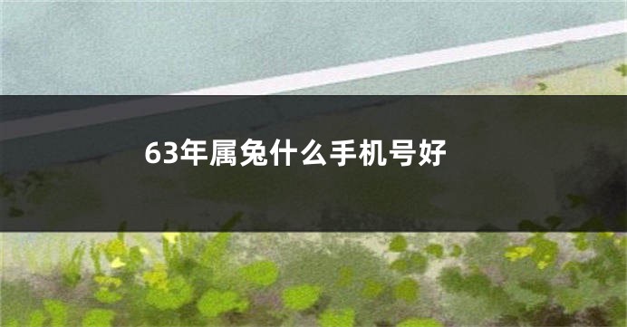 63年属兔什么手机号好