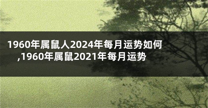 1960年属鼠人2024年每月运势如何,1960年属鼠2021年每月运势