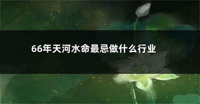 66年天河水命最忌做什么行业
