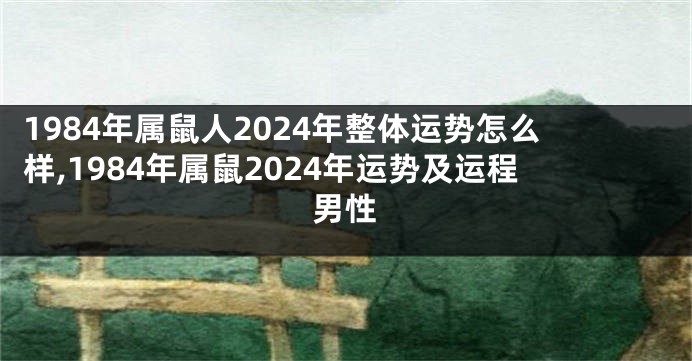 1984年属鼠人2024年整体运势怎么样,1984年属鼠2024年运势及运程男性