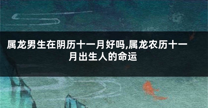 属龙男生在阴历十一月好吗,属龙农历十一月出生人的命运