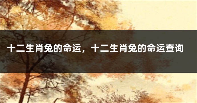 十二生肖兔的命运，十二生肖兔的命运查询