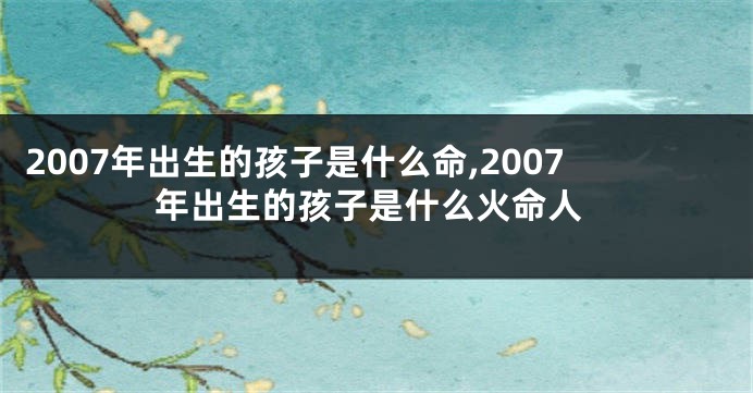 2007年出生的孩子是什么命,2007年出生的孩子是什么火命人