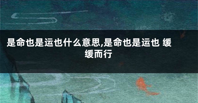 是命也是运也什么意思,是命也是运也 缓缓而行