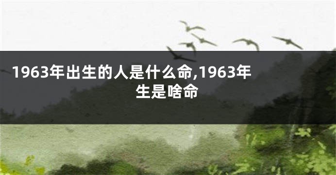 1963年出生的人是什么命,1963年生是啥命