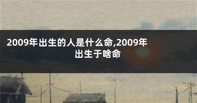 2009年出生的人是什么命,2009年出生于啥命