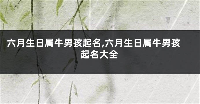 六月生日属牛男孩起名,六月生日属牛男孩起名大全