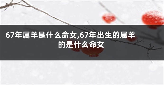 67年属羊是什么命女,67年出生的属羊的是什么命女