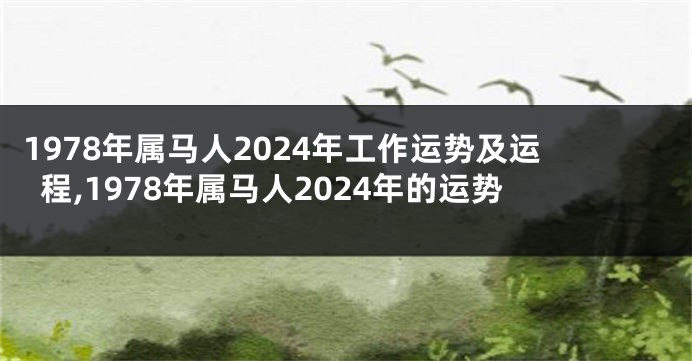1978年属马人2024年工作运势及运程,1978年属马人2024年的运势