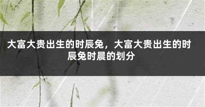 大富大贵出生的时辰兔，大富大贵出生的时辰兔时晨的划分