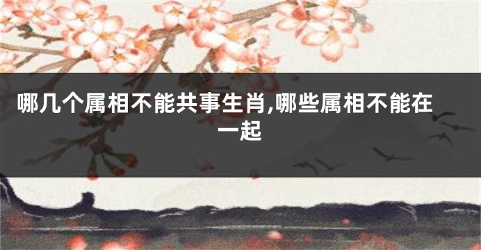 哪几个属相不能共事生肖,哪些属相不能在一起