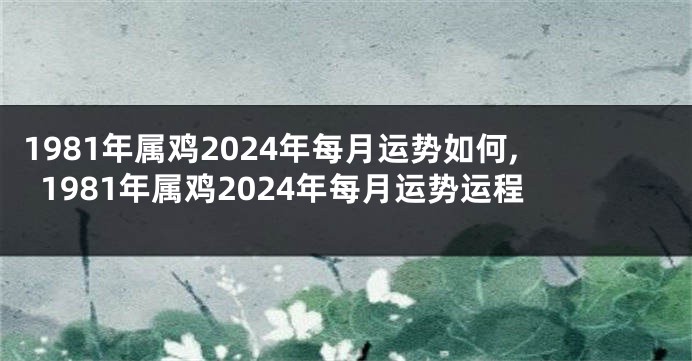 1981年属鸡2024年每月运势如何,1981年属鸡2024年每月运势运程