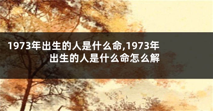 1973年出生的人是什么命,1973年出生的人是什么命怎么解
