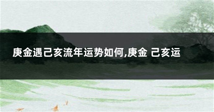 庚金遇己亥流年运势如何,庚金 己亥运